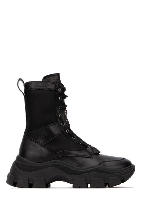 prada chunky sole combat boots price|Black Brushed Leather Combat Boots .